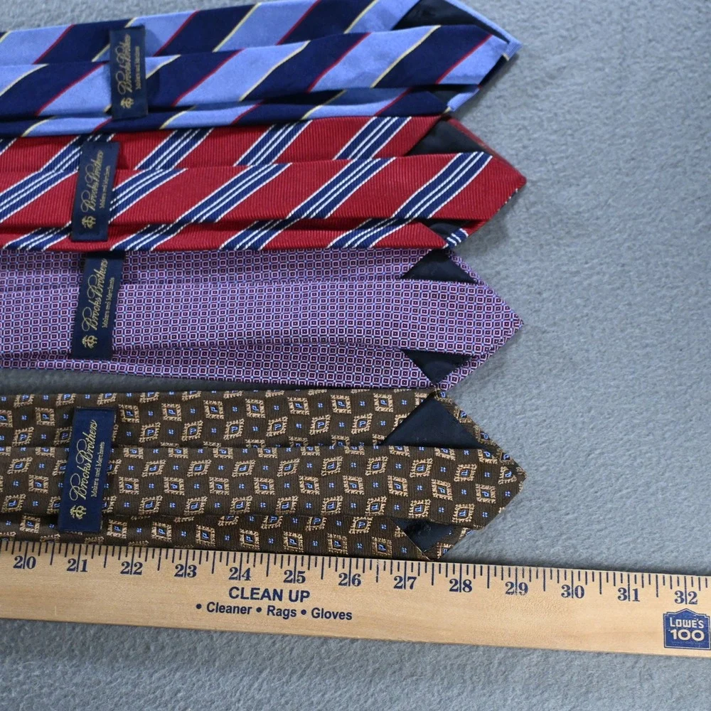 Brooks Brothers Mens Silk Necktie Lot 4 Striped Geometric Ties OS Multicolor